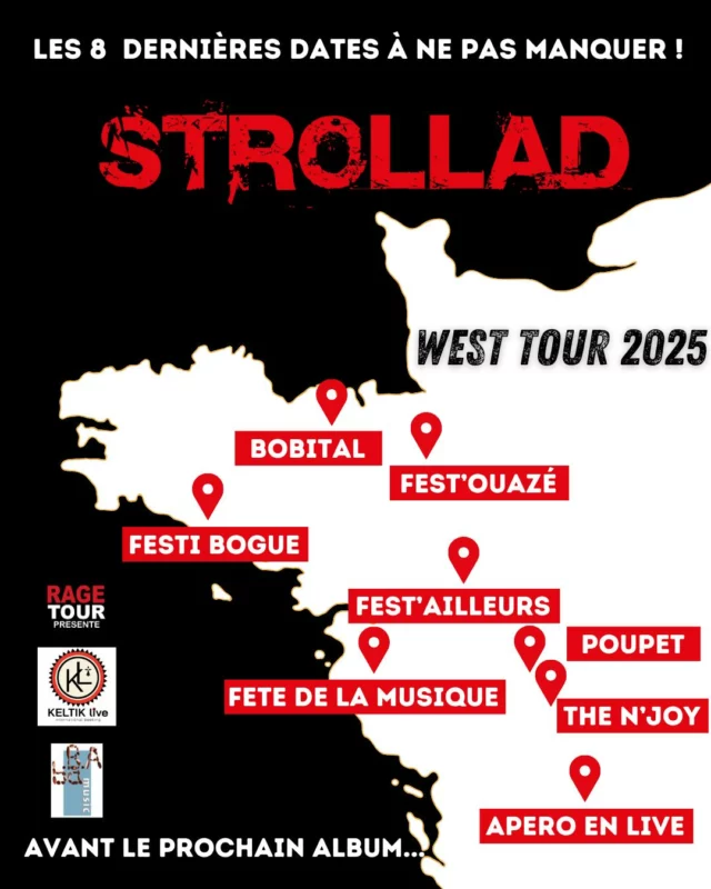 🤘Les 8 dernières dates à ne pas rater 🔥
🥳 Avant notre prochain album 🎧 en 2026 🤩

🎯7/6 Fest'Ailleurs Festival 
avec Kendji Girac, Boulevards des Airs,...
Saint-Pierre Montlimart (49)
💥 SOLD OUT

🎯8/6 Fest'Ouazé 
avec PZK, Jeyo,...
Mouazé (35)
👉 https://www.lefestouaze.com/billetterie

🎯20/6 Fors en live Apéro en Live #6
avec Neg' Marrons, Spelim,...
Fors (79)
👉 https://www.billetweb.fr/ael6

🎯21/6 Fête de la musique
avec Celkilt, Les ramoneurs de Menhirs,...
Challans (85)
🎼 Le Comité des Fêtes de Challans 

🎯27/6 Festival Bobital L'Armor à Sons 
🎉 Bobital déraille avec La compagnie créole,...
Bobital (35)
💥 SOLD OUT

🎯5/7 Festi'Bogue 
avec Kervegan's, Celkilt,...
Penquesten (56)
👉 https://www.helloasso.com/associations/danserion-bro-penquesten/evenements/festi-bogue

🎯18/7 Festival de Poupet 
🎉 Poupet déraille avec Magic System,...
Saint Malo du Bois (85)
💥 SOLD OUT

🎯6/9 The N'JOY 
avec 47 TER, Jungeli,...
Sevremont (85)
👉 https://thenjoy.fr/billetterie/
