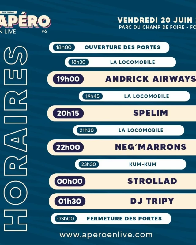 🤘 C'est le Solstice d'été 🌞
🏴‍☠️ On va jouer à la fraiche 🥳
Fors en live ⏰ 0h00 Apéro en Live#6
Le Comité des Fêtes de Challans ⏰ 23h00 Fête de la musique
👕 Merch sur place
😜 Et à demain si vous le voulez bien 🍻
